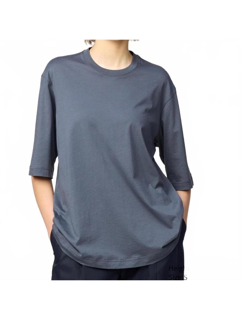 Uniqlo SUPIMA Cotton Sheer Oversized T-Shirt Gray Women Large